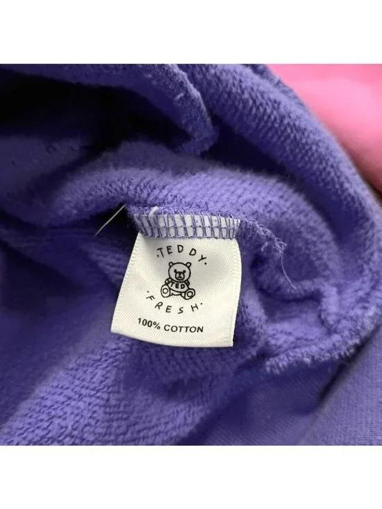 Teddy Fresh Size M Colorblock Hoodie Yellow Purple Pink Cotton - Picture 5 of 7